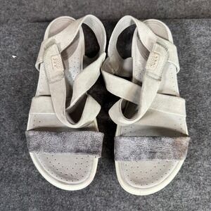 ECCO Damara Ankle Strap Sandals Womens 38 US 7 Silver Grey Nubuck 248273-55915